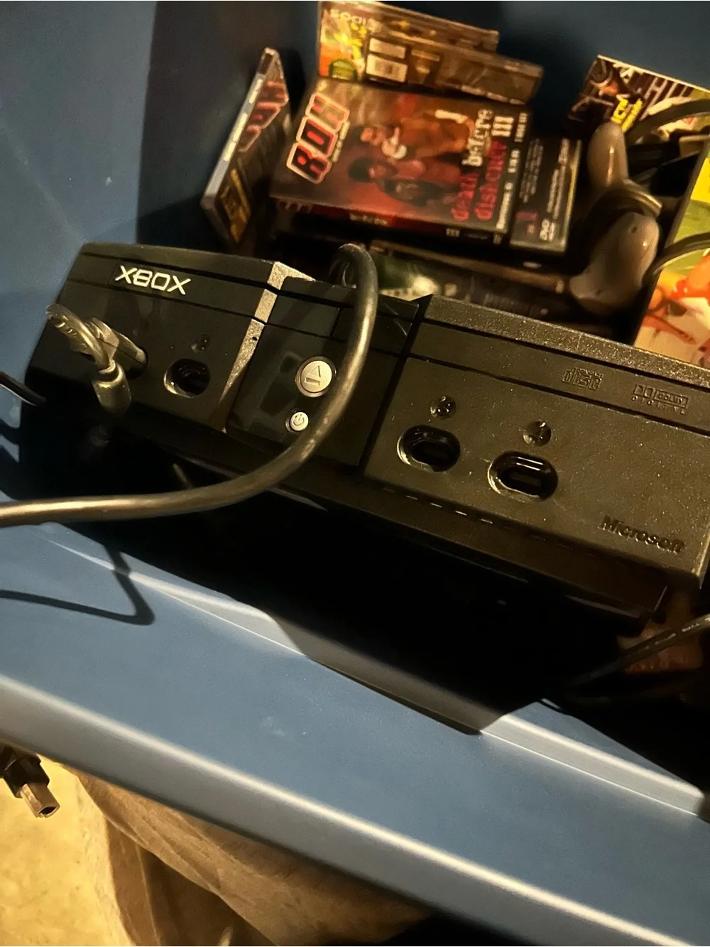 Microsoft Vintage Black Xbox Console with controller